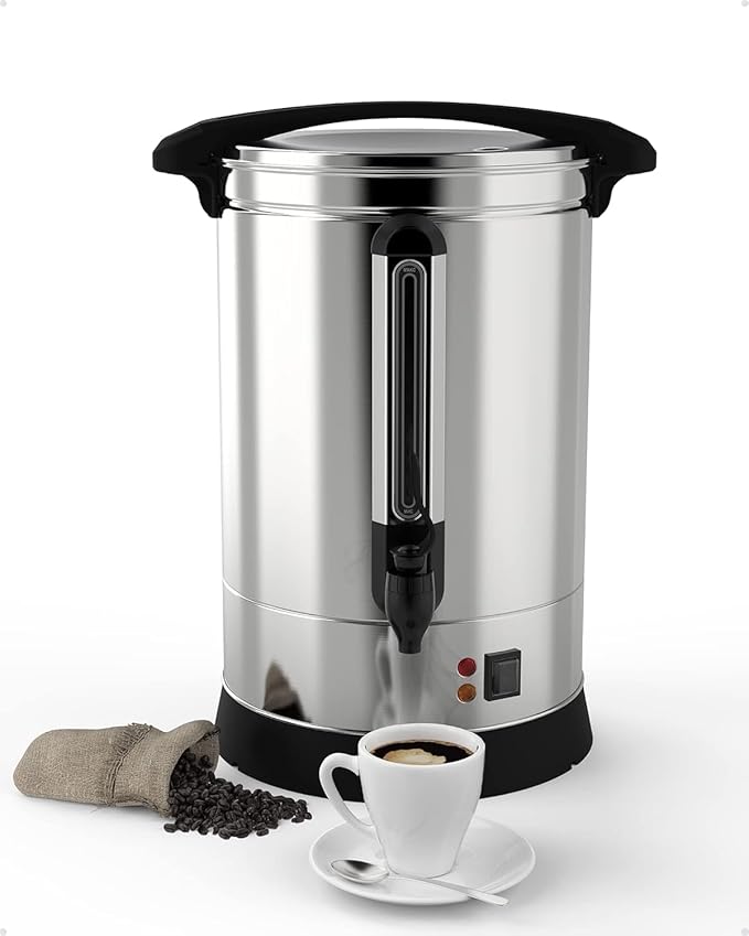 100 Cups Coffee Urn - 18L Commercial Coffee Maker with Hot Beverage Dispenser and Keep-Warm Function,Coffee Pot for Events,Offices,Parties and Catering,Sliver