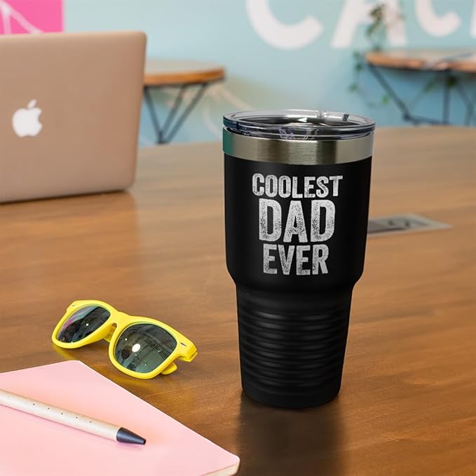 Tumblera Tumblers Travel Mugs Coolest Dad Ever C Family & Friends Dad Insulated Drinkware Personalized Tumbler Cups Coffee Tumbler Engraved Stainless-Steel 20 Oz Purple Design Only