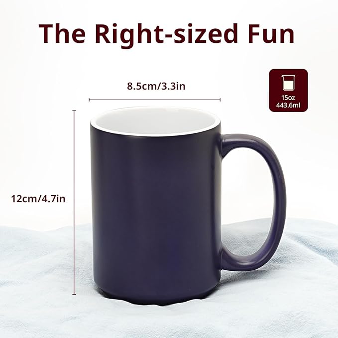 Ceramic 15oz Sublimation Coffee Mug in White Box, Color Changeble 3 Assorted Colors, Case of 12