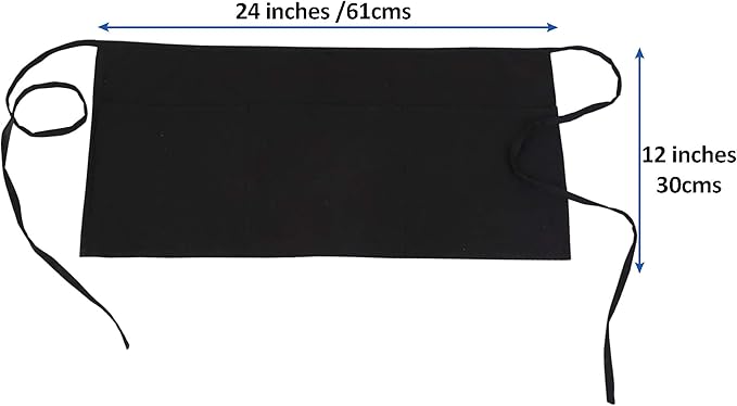 RAJRANG Pure Cotton Waitress Apron Half Server Waist Short Aprons with 3 Pockets