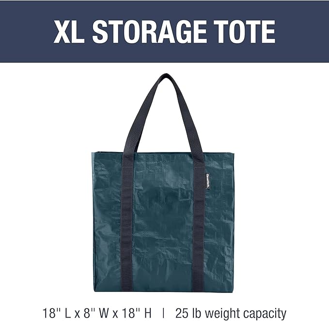 CleverMade Foldable Storage Container Bags, Pack of 2 Heavy Duty Plastic Reusable Oversized Packing, Under Bed or Duffel Storage Bins for Dorm Room Home Utility Laundry Grocery Shopping Travel