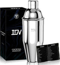 IOV Cocktail Shaker, 24 oz Martini Shaker, Drink Mixer with Built-in Strainer, Professional Stainless Steel Margarita Alcohol Shakers with Cocktail Recipe Guide, Bartender Kit Gifts