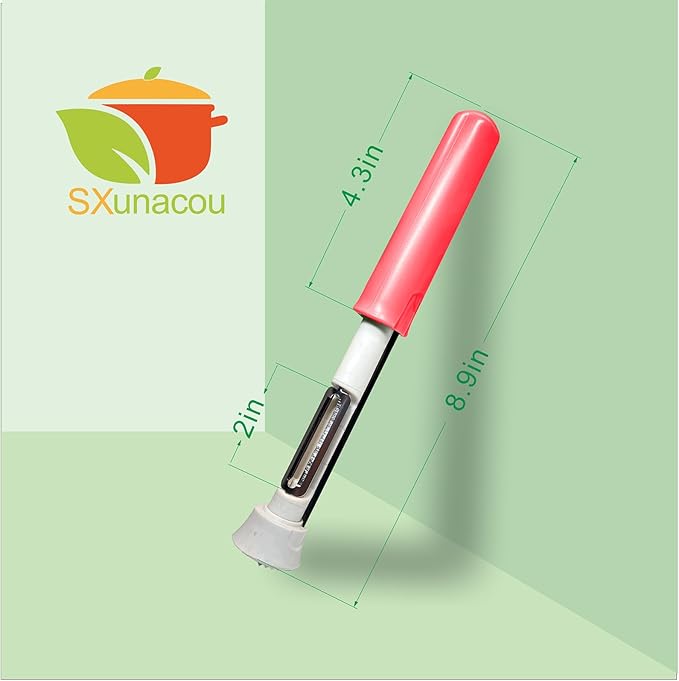 Telescopic Fruit and Vegetable Peeling Machine Multi functional Stainless Steel Apple Peeler Apple Core Remover 2-in-1 Household Kitchenware (Red)