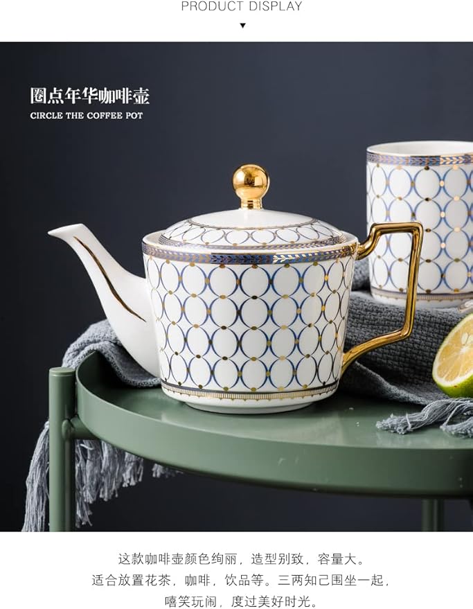 CWLWGO- Royal Teapot,European style Ceramic Tea Pot, Blooming & Loose Leaf Teapot - 24 Ounce,Not included Removable Stainless Steel Infuser.