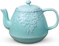 Toptier Ceramic Teapot, Large Tea Pot with Stainless Steel Infuser, Blooming & Loose Leaf Teapot for Tea Lover, Gift, Family (37 oz / 1100 ml, Blue)