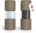LARS NYSØM Salt and Pepper Grinder Set, Manual Salt and Pepper Mills with Adjustable Ceramic Grinder, Design Spice Shaker Set (Taupe Brown)