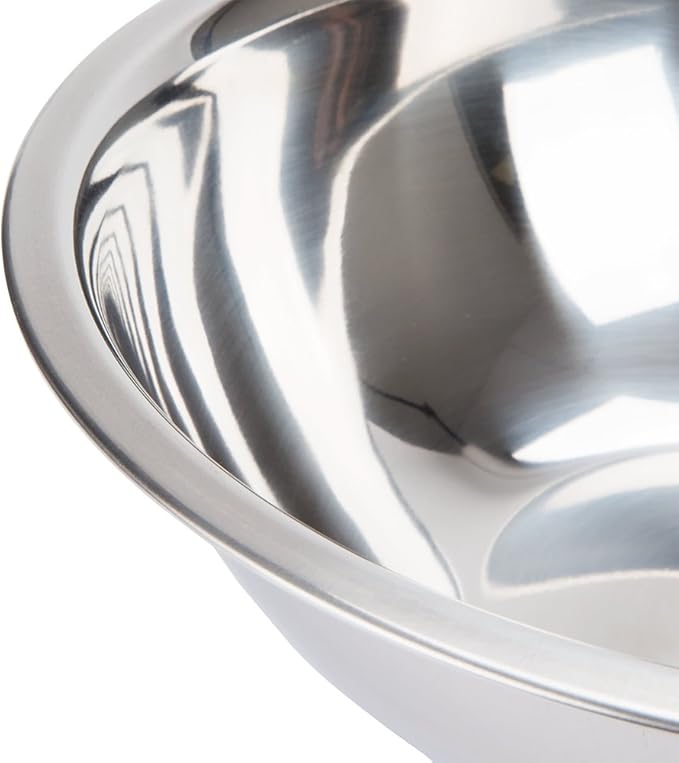 Betolla 4 Quart Stainless Steel Mixing Bowl – Medium Weight Flat Base Prep Bowl with Polished Mirror Finish for Baking, Cooking & Food Prep