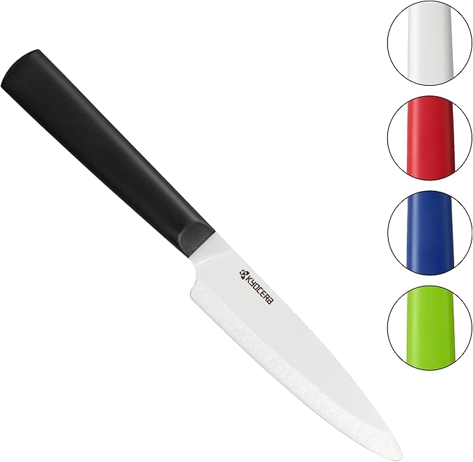 Kyocera INNOVATIONwhite 4.5" Ceramic Utility Knife - White Z212 Blade with Non-Slip Black Handle