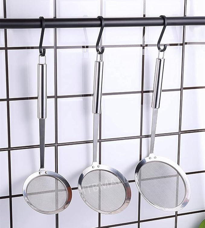 3pcs Skimmer Spoon(Small, Medium, Large), Stainless Steel Spider Strainer Skimmer Spoon Grease Fine Mesh Strainer Skimmer Spoons for Cooking Frying Skimming Grease, Foam and Gravy