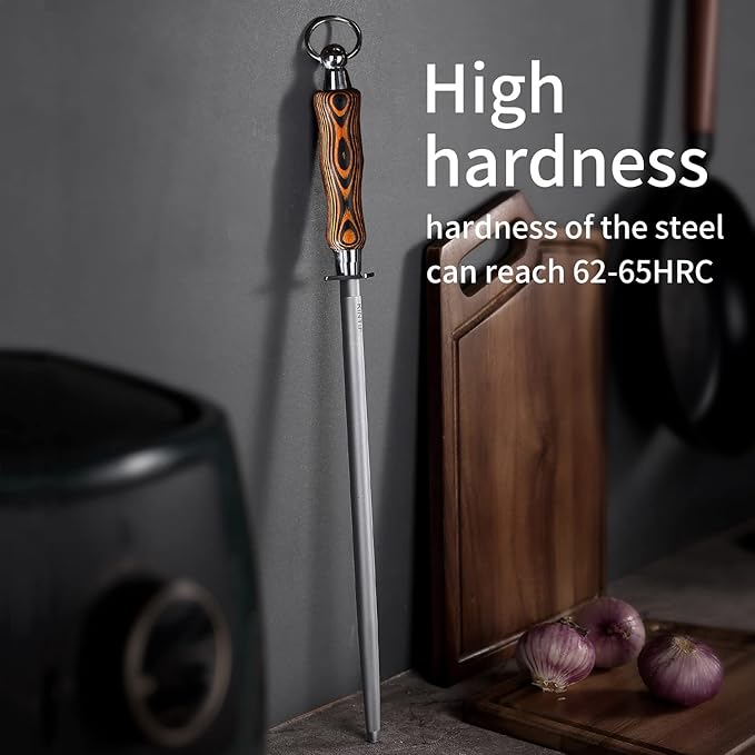 Honing Steel 12 inch Sharpening Steel, Professional Knife Sharpener, High Carbon, Fine Lines, High hardness, knife sharpening Honing Rod