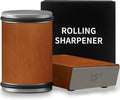 Rolling Knife Sharpener Tool, Rolling Knife Sharpener Stone Kit, Kitchen Knife Sharpeners Diamonds and Ceramic Stone Set for Steel of Any Hardness and Two Grinding Angles of 15° and 20° (Wood)