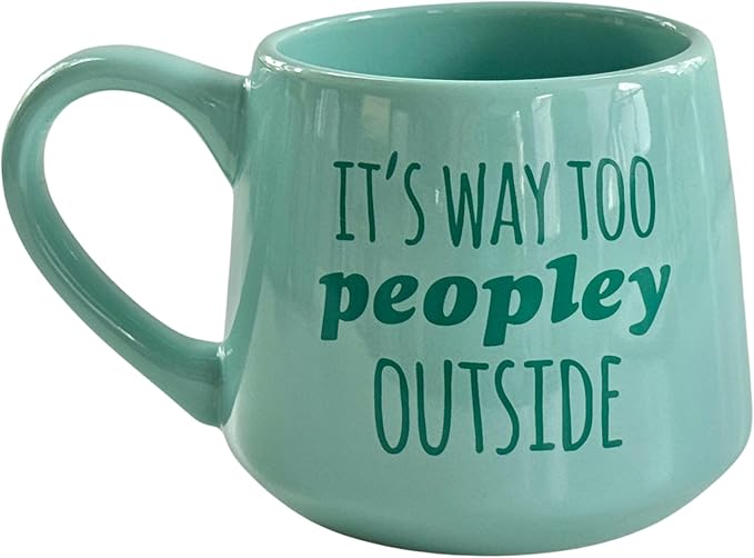 Moonlight Makers It's Way Too Peopley Outside Ceramic 16oz Coffee Mug, Coffee Lovers Gift Ideas, Funny Novelty Coffee Cups, Cute Pastel Mugs for Women, Tea Mug