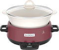 MAGNIFIQUE 5 Quart Programmable Slow Cooker with Auto Warm Setting, Glazed Ceramic Liner, Kitchen Small Appliance for Family Dinners, Red