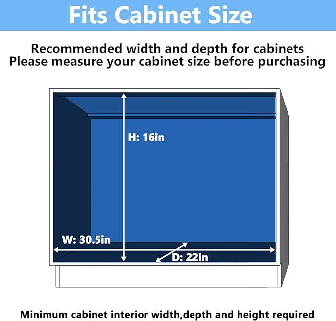 2 Tier Individual Pull Out Cabinet Organizer 30" W x 21½" D, Heavy Duty Cabinet Pull Out Shelves, Slide Out Drawers Organization for Kitchen Cabinets Bathroom