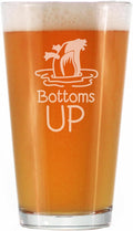 Bottoms Up - Pint Glass for Beer - Funny Duck Themed Gifts - Lake House Decor for Women and Men - 16 Oz Glasses