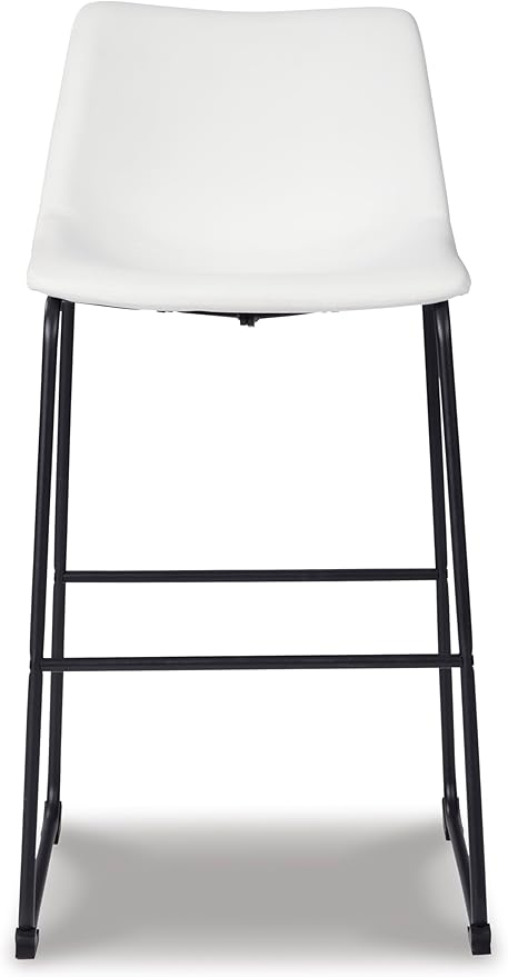 Signature Design by Ashley Centiar Urban Industrial 28.75" Pub Height Bucket Seat Barstool, 2 Count, White