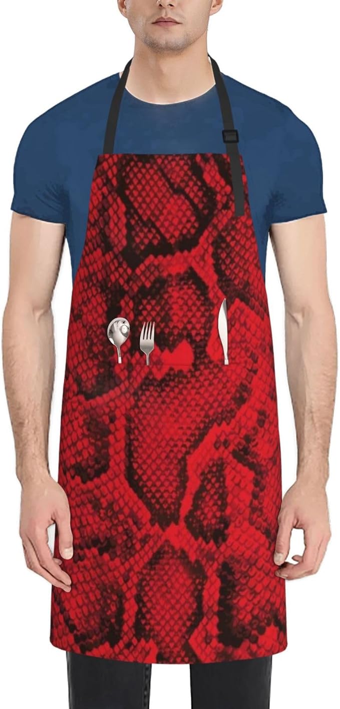 Snakeskin Aprons Cool Aprons with Pockets and Adjustable Mens Apron for Gardening Cooking Kitchen