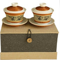 Kungfu Tea Pot Chinese Heritage Ceramic Tea Pot Asian Handmade Bamboo Tea Sets 2PCS B1
