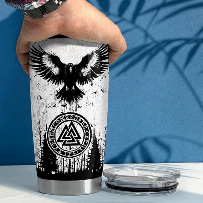 Viking Tumbler 20oz Stainless Steel Insulated Coffee Travel Mug Cup Viking Gifts for Men Husband Dad on Birthday Christmas Fathers Day
