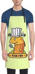Friday Fish Fry Apron Adjustable Neck Aprons For Men Women With Pockets Waterproof Aprons For Kitchen Home Cooking Bbq Apron
