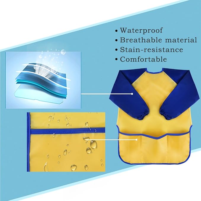 KUUQA Waterproof Children Art Smock Kids Art Aprons, Painting Supplies (Paints and brushes not included)