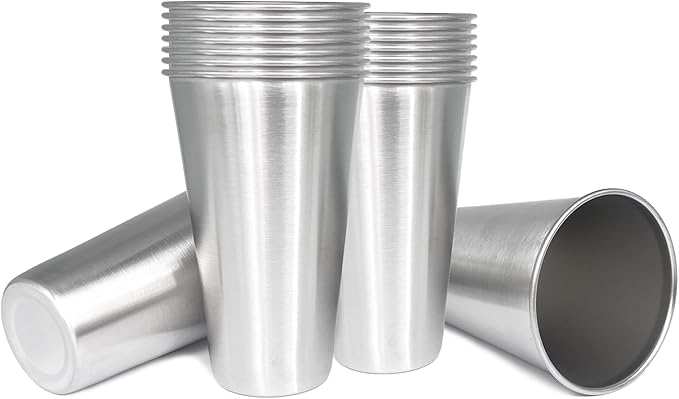24OZ 16pack Stainless Steel Pint Cups Shatterproof Cup Unbreakable Tumblers -Metal Cups - Stackable Durable cup，Chilling Beer Glasses, for Travel, Outdoor, Camping, Everyday，Restaurant