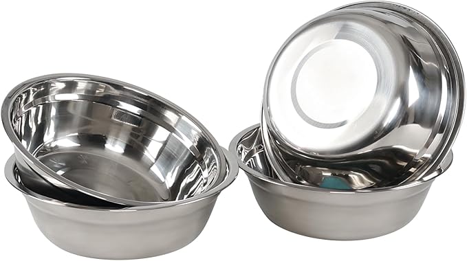 Xyskin Set of 4 Stainless Steel Mixing Bowl Set, Metal Serving Bowls, Great for Cooking, Baking, Prepping