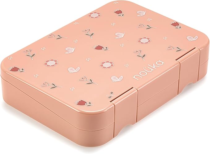 nouka Design Bento Lunch Box | Easy to Open Latches | Spill Proof Design | 6-Compartment Removable Tray | Garden