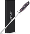 PAUDIN 10 Inch Honing Steel, Knife Sharpening Steel, Professional Carbon Steel Knife Sharpener Rod for Kitchen Knives