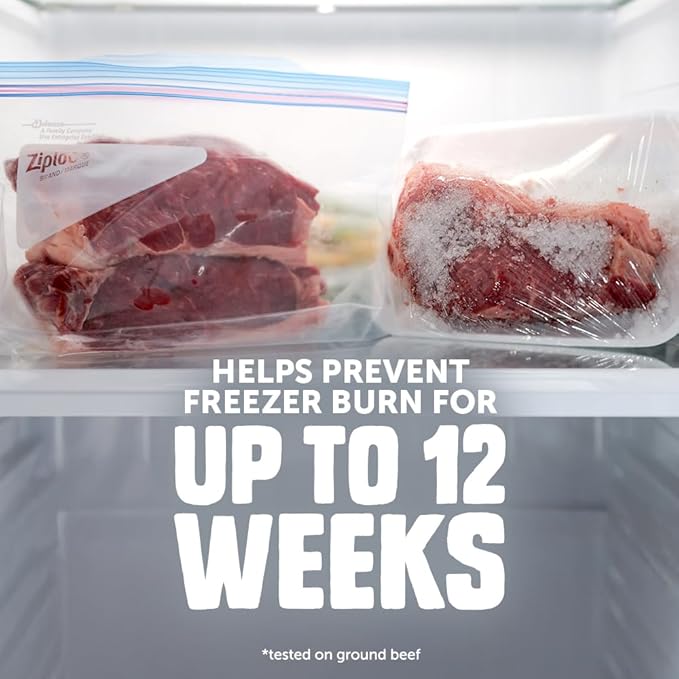 Ziploc Half Gallon Food Storage Freezer Bags, Easy Open and Close, 40 Bags Total