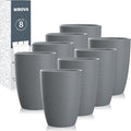 Wrova Wheat Straw Cups 8 PCS Good Alternative to Plastic Reusable Cups 12 oz Unbreakable Drinking Cup Reusable Dishwasher Safe Water Plastic Glasses Grey