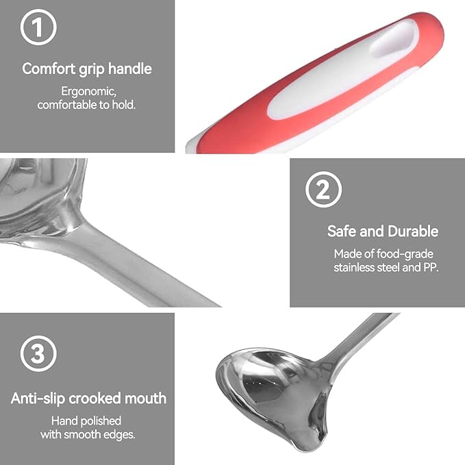Stainless Steel Canning Ladle, Long Handled Ladle, Silver, 12.2 x 3.43 Inches, 1 Piece