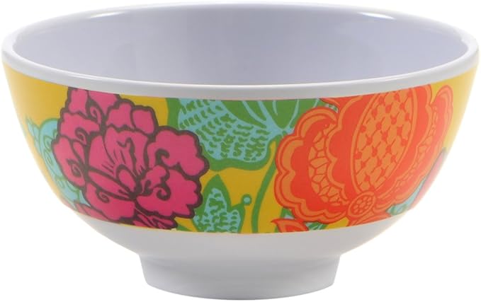 French Bull Melamine Mini Bowl, 4-Piece Set, 10 Fluid Ounces, Small Serving Bowl – Snack, Condiment, Dip, Dessert, Ice Cream – Shatter Proof, Food-Safe, BPA Free, Dishwasher Safe, 4”, Floral