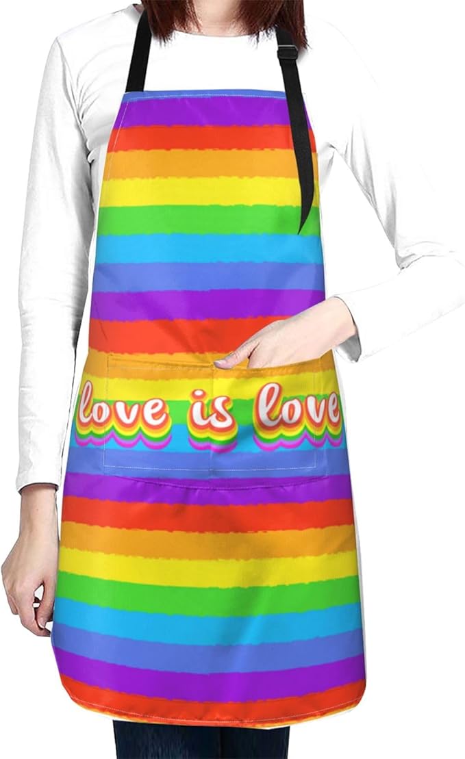 LGBT Aprons Gay Aprons with Pockets and Adjustable Rainbow Apron for Gardening Cooking Kitchen