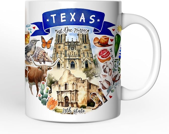 OrnamentallyYou Artistic Texas State Themes and Landmarks Mug