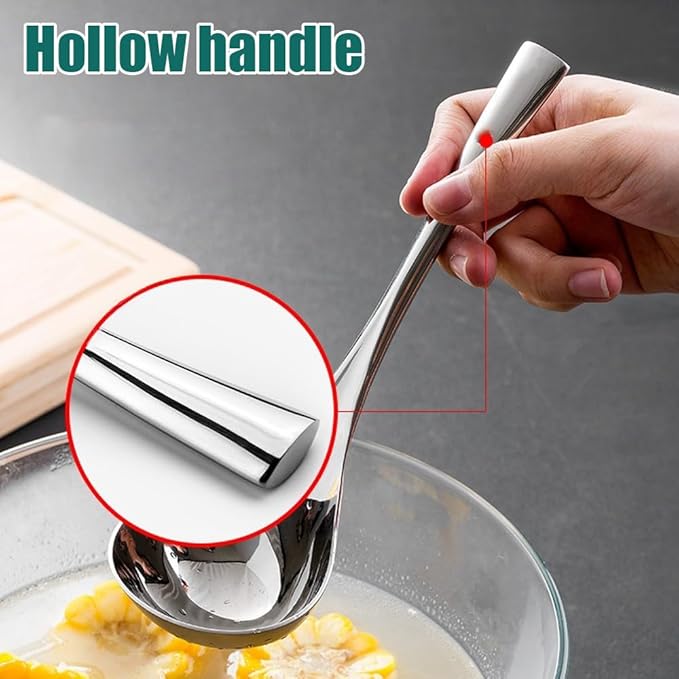 Small Ladle,Sauce,Gravy Soup Spoon 1 Pack Hollow handle SUS 304 Stainless Steel 8‘’ Ladle (Color:Silver).