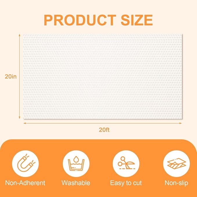FEXIA Shelf Liner 20 Inch x 20 FT Clear Non Slip Waterproof Cabinet and Drawer Liner for Kitchen Cabinet Refrigerator Pantry Closet Durable Non Adhesive