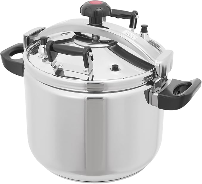 Stainless Steel Pressure Cooker 60kpa Large Pressure Canner Triple-Layer Composite Base Canning Pot with Resilient Beam & 2 Valves for Open Fire, Electric Stove, Induction Stove (40L/42.27Qt)