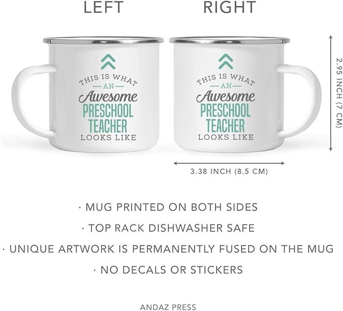 Andaz Press 11oz. Stainless Steel Campfire Coffee Mug Gift, This is What an Awesome Preschool Teacher Looks Like, 1-Pack, Birthday Gift Ideas Coworker Him Her, Includes Gift Box