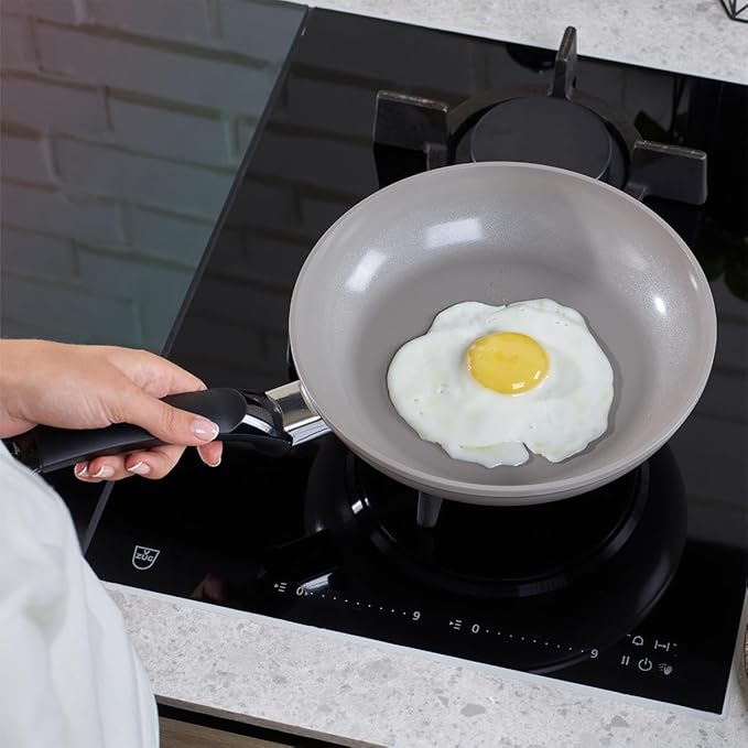 Fissler Ceratal Classic Ceramic 8 Inch Non-Stick Frying Pan, Warm Grey, Made without PFAS
