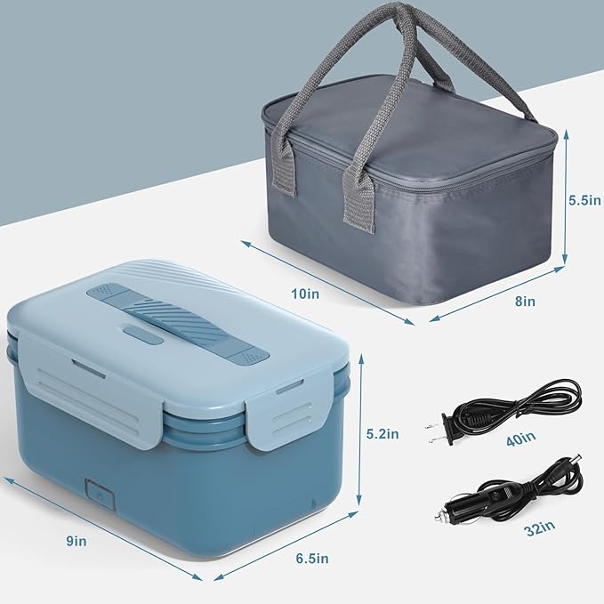 Electric Heated Lunch Box for Car Truck Home 1.8L 100W Portable Food Warmer with 12V/24V/110V/220V Hot Meal for Work Travel Jobsite Camping Christmas Gifts White Elephant Gifts for Adults/Men/Woman
