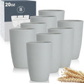 Wrova Wheat Straw Cups 8 PCS Good Alternative to Plastic Reusable Cups 20 oz Unbreakable Drinking Cup Reusable Dishwasher Safe Water Plastic Glasses Light Grey