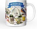OrnamentallyYou State Travel Landmark Mugs – 12 oz Ceramic Coffee Cups, U.S. Souvenir Gift for Tourists (Artistic Missouri State Themes and Landmarks Mug)