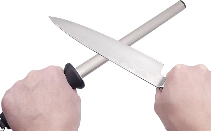 Wiitek 10inch Diamond Houselold Sharpening Rod, Professional Kitchen Knife Sharpener Steel, Premium Knife Blades Honer, Ideal for Kichen, Master Chef, Home Cooking and Hunting, 600# Grit, Oval