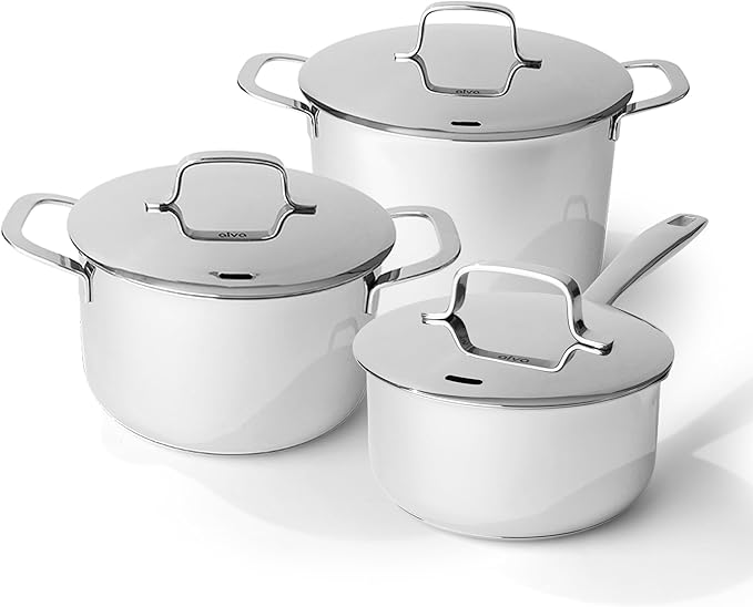 Alva Maestro Professional Stainless Steel Cookware Set - Premium Stock Pot & Saucepan with Lids - Non-Toxic, PFAS/PFOA/PTFE-Free Kitchen Essentials - Induction & All Stovetop Compatible - Oven Safe