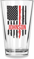 Blue Ridge Mountain Gifts - Thin Red Line Pint Glass - Personalized Firefighter Glass, Fireman Flag & Appreciation, Back the Red, Fire Academy Gift, Personalized Father's Day Gift First Responders