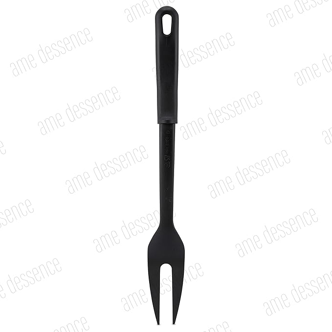AME D'ESSENCE 2-Prong Pot Fork 12 3/4 inch Black Nylon 410ºF Heat Resistant Meat Cooking Fork with Ergonomic Handle Perfect for Carving and Serving Meat Kitchen Gadgets for Serving
