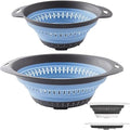 Collapsible Colander and Strainer,Silicone Strainer Colanders & Food Strainers,for Vegetable and Fruit, Kitchen Essentials (2, Blue, 1.3L+2.5L)