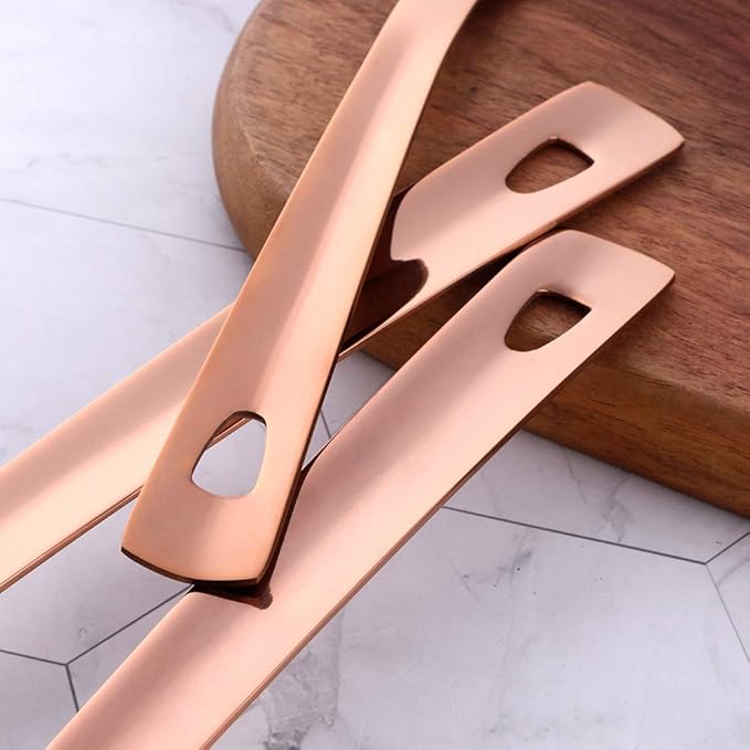 Sauce Ladle, BYEGOU Drizzle Spoon with Spout Gravy Soup Ladle, Stainless Steel Kitchen Utensil, Mirror Polish & Dishwasher Safe, 8.67 Inch, Rose Gold