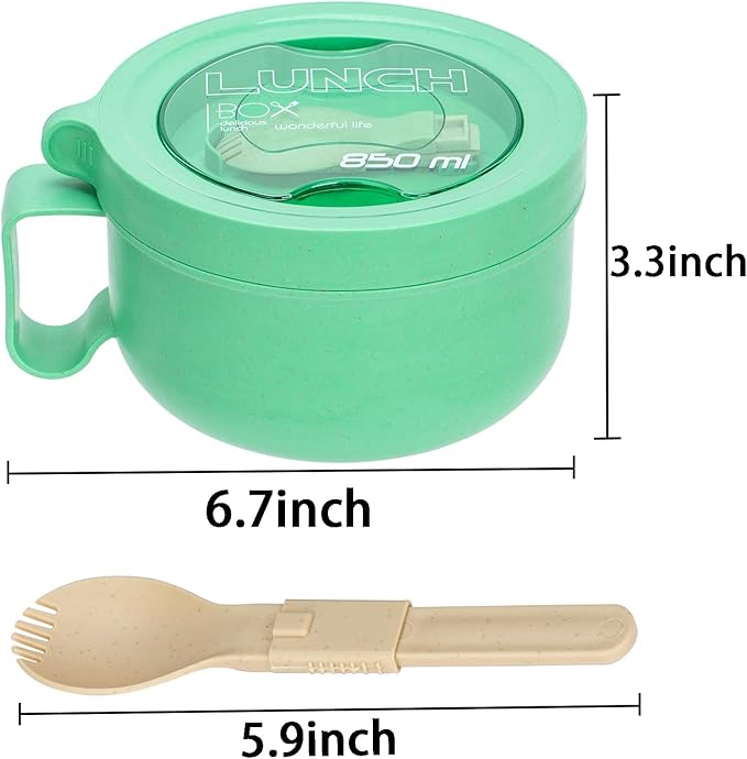Microwave Ramen Bowl with Lid and Handle for Dorm Essentials,Microwave Soup Mugs Set of 2 for Soup and Instant Noodles,Oatmeal, Gumbo, Salad, BPA Free(Green Purple)